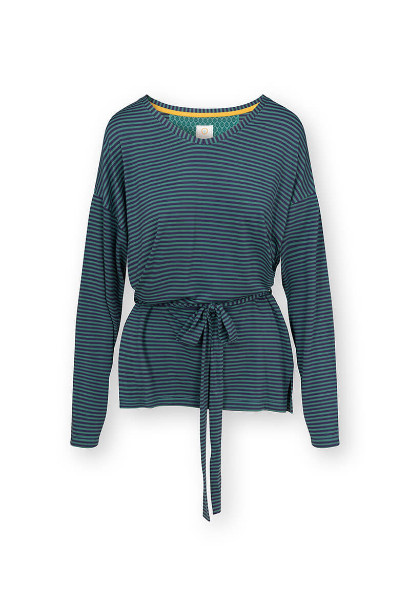 Color Relation Product Timberly Top Lange Mouw Little Sumo Stripe Blauw Groen