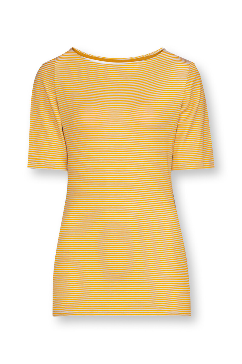 Color Relation Product Top mit Kurze Ärmeln Little Sumo Stripe Gelb