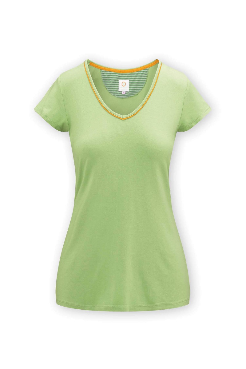 Color Relation Product Top Short Sleeve Solid Lime Green