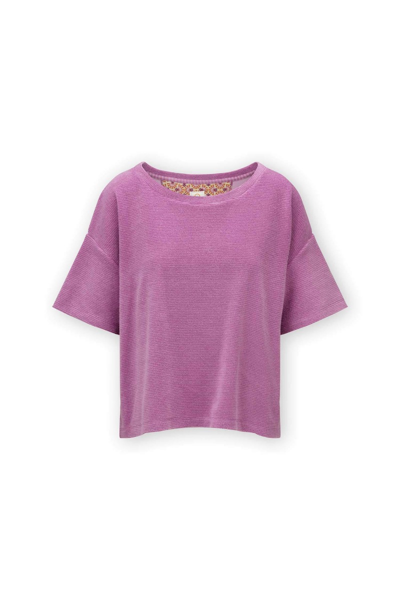 Color Relation Product Top Short Sleeve Petite Sumo Stripe Lilac