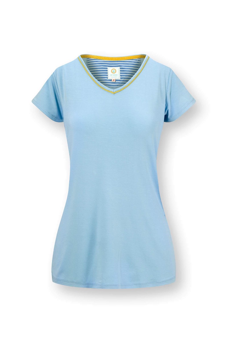 Color Relation Product Toy Top Short Sleeve Solid Blue