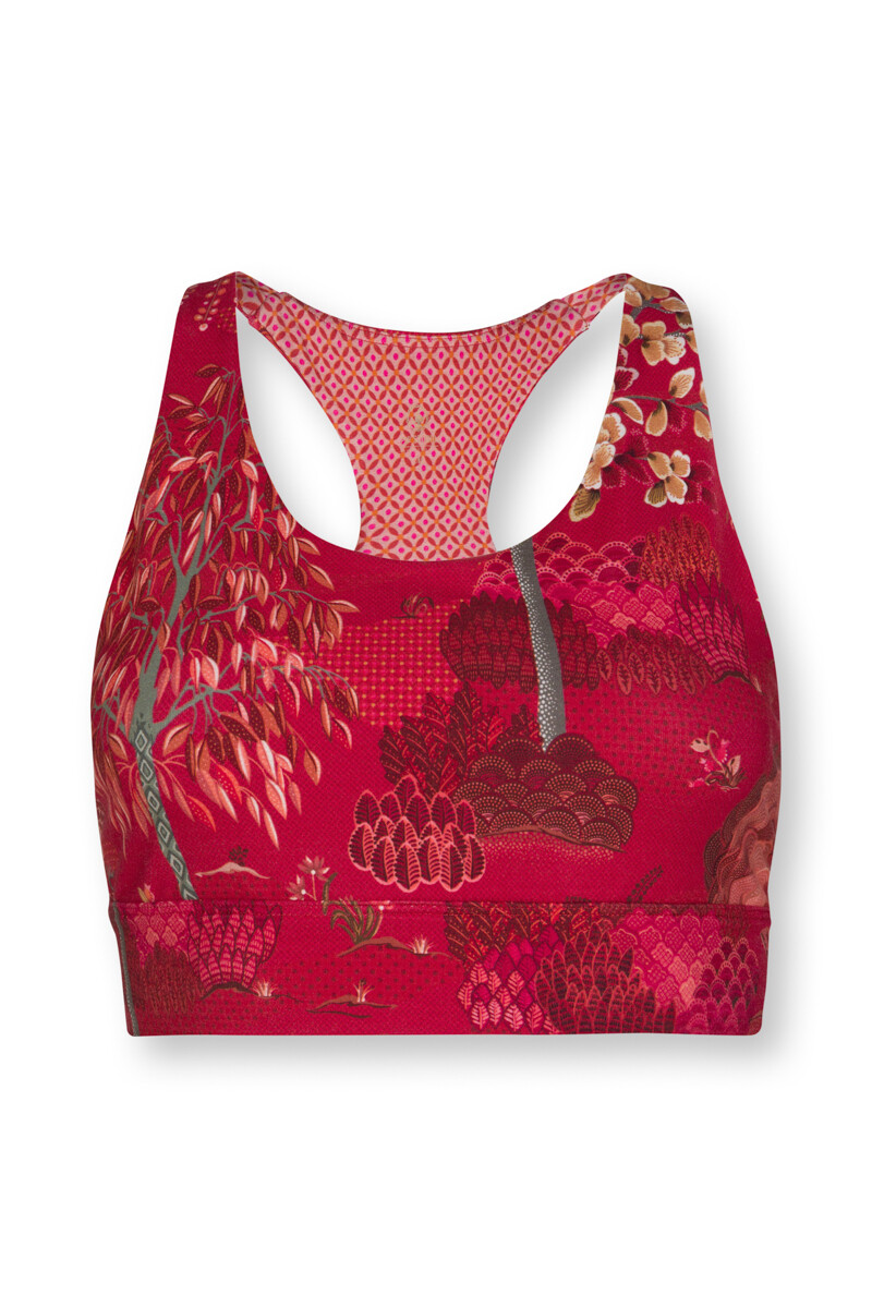Color Relation Product Sport Bra Japanese Garden Red