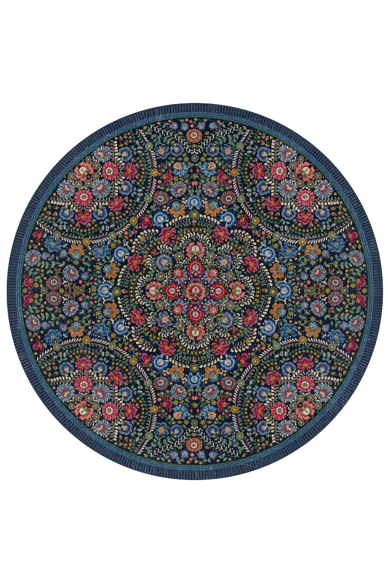 Color Relation Product Round Carpet Il Ricamo by Pip Dark Blue