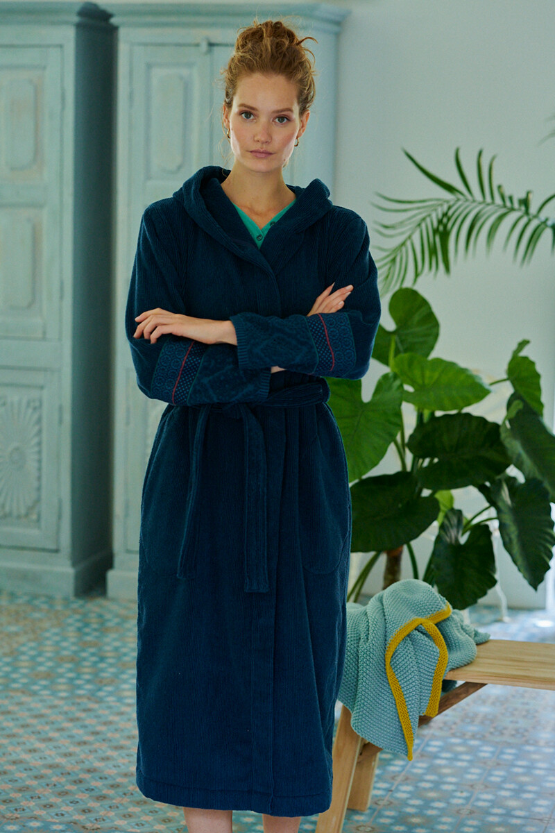 Pip Studio Badjas Soft Zellige Donkerblauw XXL - Officiële Webshop