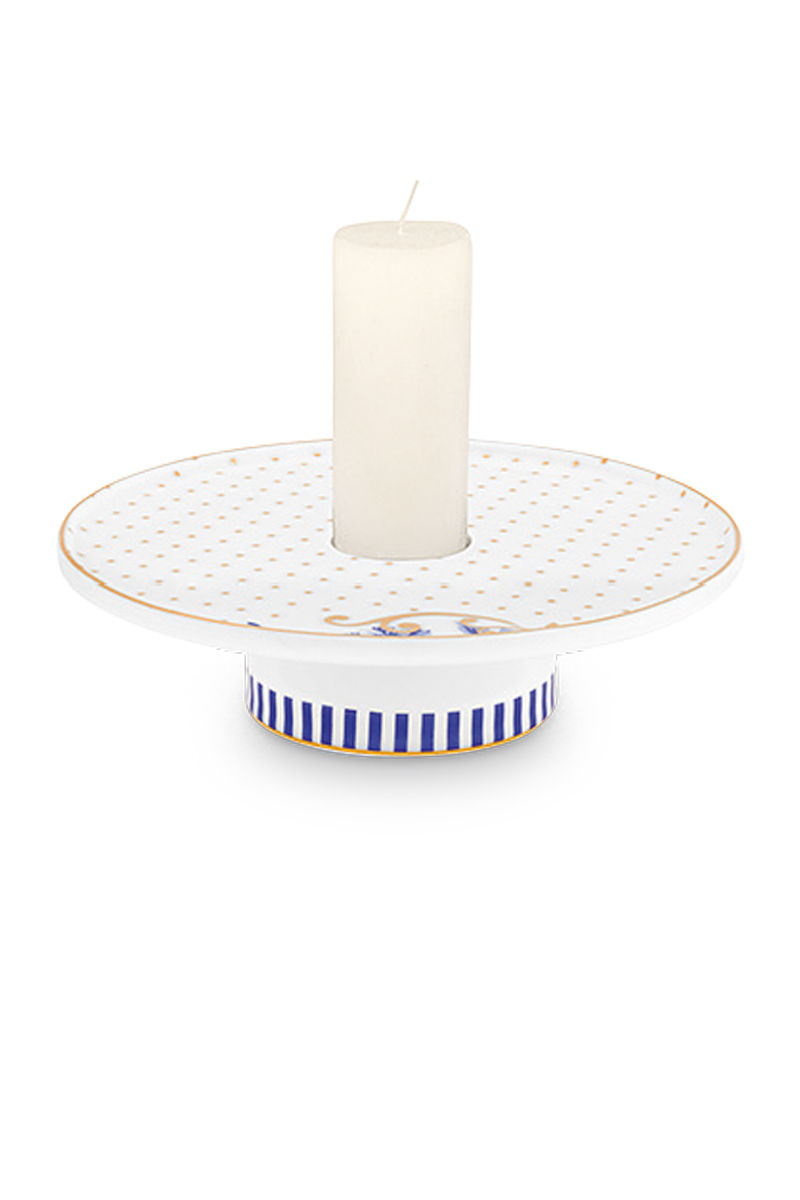 Color Relation Product Royal Stripes Candle Tray White 14 cm 