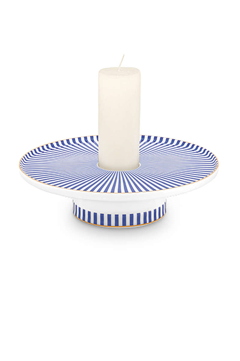 Color Relation Product Royal Stripes Candle Tray Blue/White 14 cm 