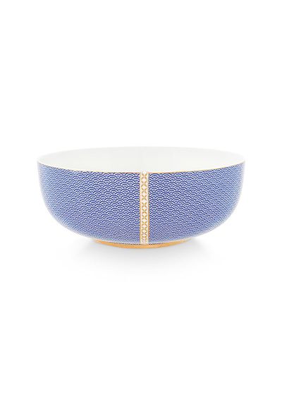 bowl-royal-yerseke-blue-gold-details-wave-pattern-pip-studio-23-cm
