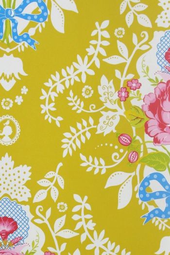 wallpaper-non-woven-flowers-yellow-pip-studio-shabby-chic