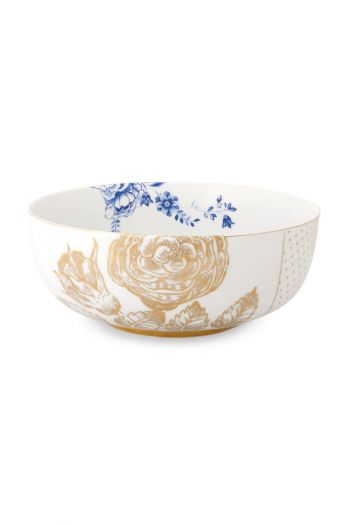 bowl-royal-white-gold-dots-blue-details-pip-studio-23-cm