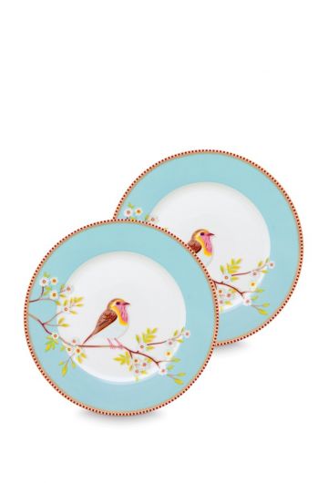Early Bird Set of 2 Breakfast Plates Blue 21 cm