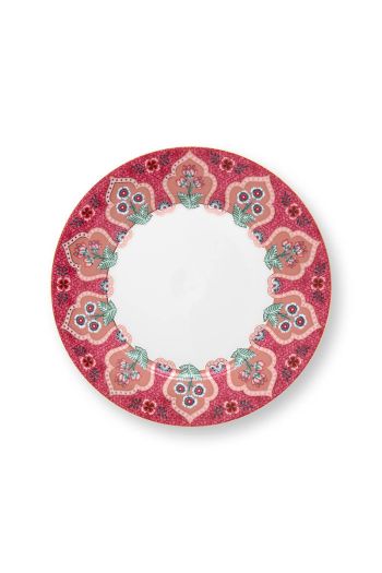 breakfast-plate-flower-festival-dark-pink-floral-print-pip-studio-21-cm