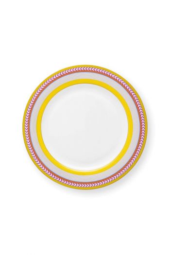 pip-chique-stripes-ontbijtbord-geel-23cm-bone-china-porselein-strepen-pip-studio