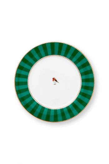 love-birds-breakfast-plate-stripes-green-21cm-robin-porcelain-pip-studio
