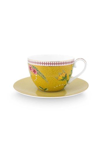 cup-&-saucer-la-majorelle-yellow-280-ml-dots-floral-porcelain-pip-studio