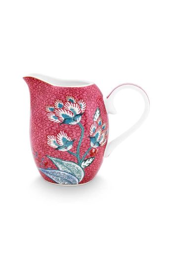 jug-small-flower-festival-dark-pink-250-ml-floral-porcelain-pip-studio