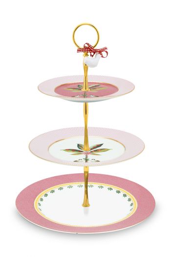 Cake-stand-3/layers-cm-pink-gold-details-la-majorelle-pip-studio