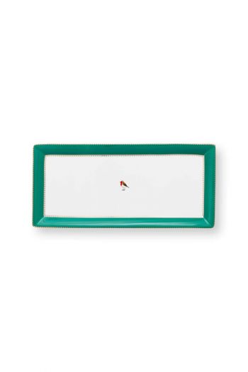 love-birds-rechthoekig-taartplateau-groen-roodborstje-porselein-pip-studio
