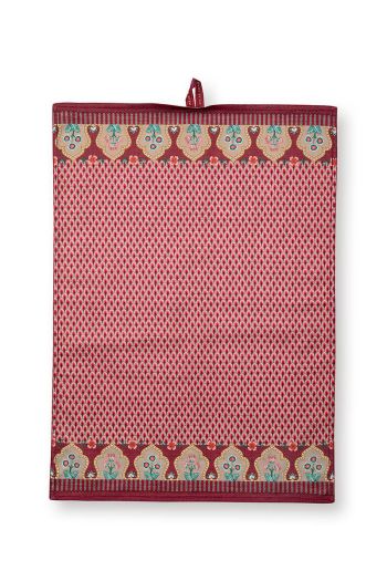 tea-towel-flower-festival-scallop-dark-pink-cotton-floral-print-pip-studio-50x70-cm