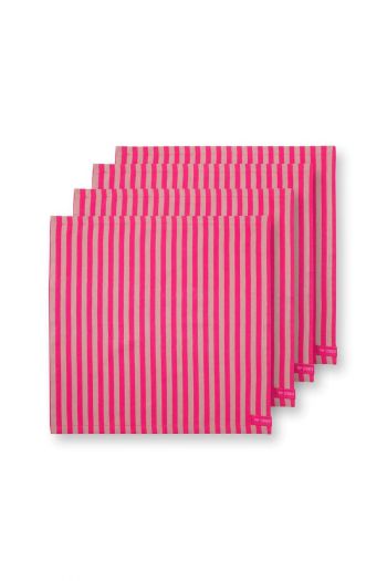 Set/4-Stripes-Servietten-Roze-40x40cm-khaki-strepen-katoen-pip-studio