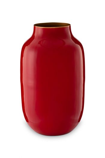 Oval Metal Vase Red 30 cm