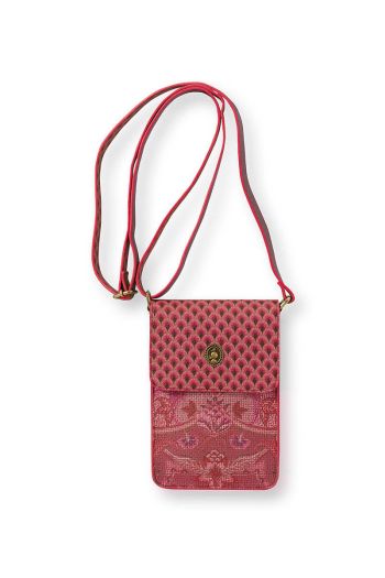 phone-bag-square-kyoto-festival-dark-pink-botanical-print-13x20x4,7-cm