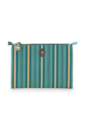 Cosmetic-flat-pouch-small-green-floral-jambo-flower-blurred-lines-pip-studio-19.5x13x1cm-PU