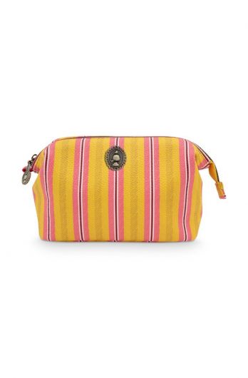 Cosmetic-purse-yellow-pink-small-floral-blurred-lines-pip-studio-22,5x9,5x15