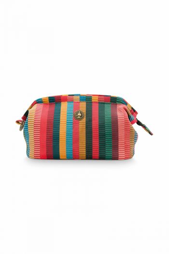 Cosmetic-purse-striped-velvet-multi-colour-small-jacquard-stripe-pip-studio-19x12x8,5-cm
