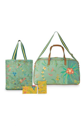 cadeau-set-tassen-set-groen-geel-bloemen-botanische-print-drie-stuks-pip-studio