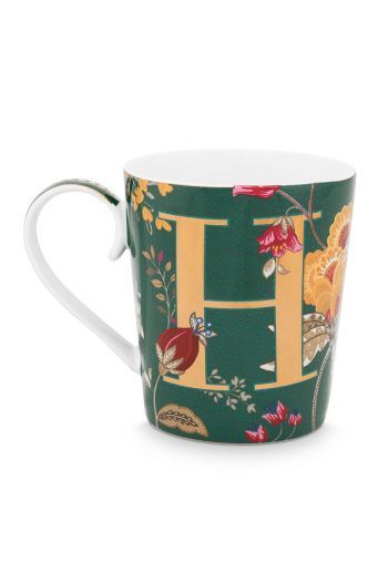 Letter-mug-green-floral-fantasy-H-pip-studio