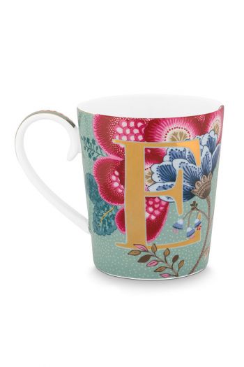 Letter-mug-light-blue-floral-fantasy-E-pip-studio