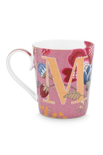 Letter-mug-pink-floral-fantasy-M-pip-studio