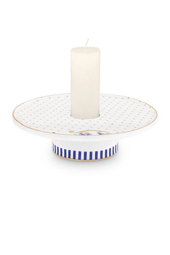 porcelain-candle-tray-white-royal-stripes-collection-pip-studio-14-cm 
