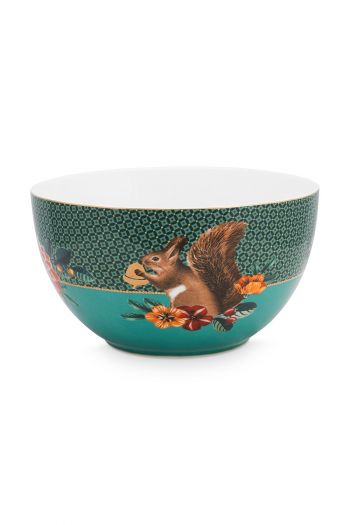 bowl-winter-wonderland-made-of-porcelain-with-a-bird-and-a-squirrel-in-green-18-cm