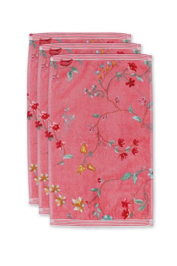 Guest-towel-set/3-floral-print-pink-30x50-cm-pip-studio-les-fleurs-cotton