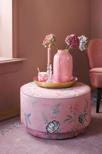 Kruk-poef-laag-roze-fluweel-fleur-grandeur-pip-studio-36x60-cm
