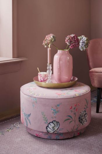 Kruk-poef-laag-roze-fluweel-fleur-grandeur-pip-studio-36x60-cm