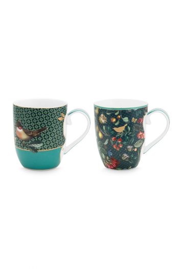 set-2-mugs-small-winter-wonderland-made-of-porcelain-with-a-bird-and-flowers-in-green