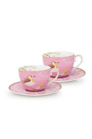 Early Bird Set of 2 Cups and Saucers Pink 