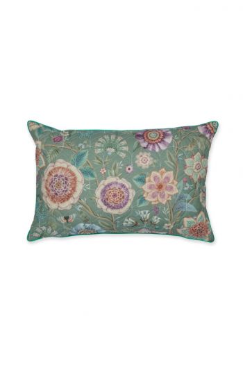Cushion-Viva-Las-Flores-Quilted-Green-cotton-pip-studio