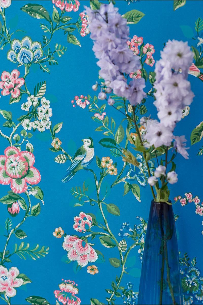 Botanical Print wallpaper bright blue | Pip Studio the Official website