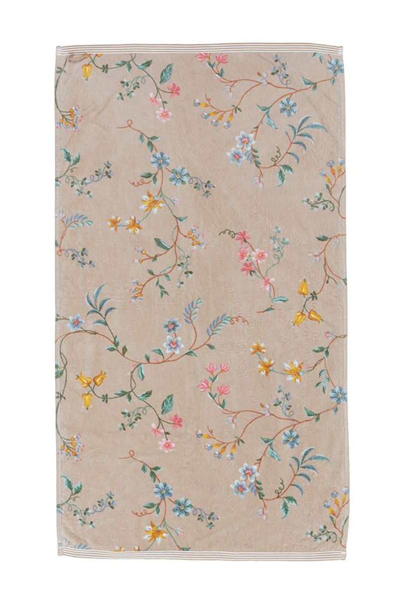 Bath Towel Les Fleurs Khaki 55x100 cm | Pip Studio the Official website