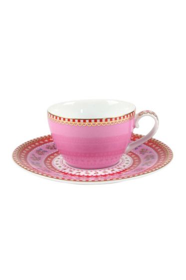 Floral espresso cup & saucer pink | Pip Studio the Official website