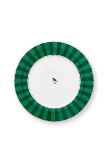 love-birds-dinner-plate-stripes-green-26-5cm-robin-porcelain-pip-studio