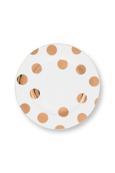 Pip-Studio-Fruhstucksteller-Dot-Delight-Weiss-Gold-23cm