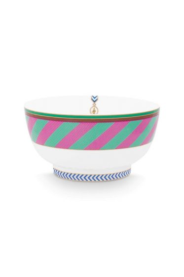 bowl-chique-stripes-pink-green-18cm-porcelain-pip-studio