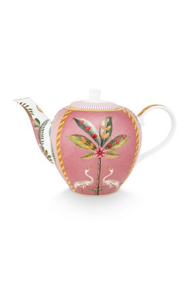 tea-pot-la-majorelle-pink-botanical-print-large-pip-studio-1,6-liter