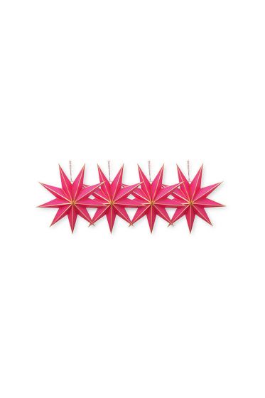 kerstster-set/4-papier-roze-20cm