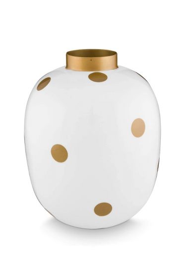 Pip-Studio-Vase-Metal-Dots-White-Gold-32cm