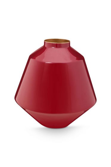 Pip-Studio-Vase-Metal-Mid-Red-35cm